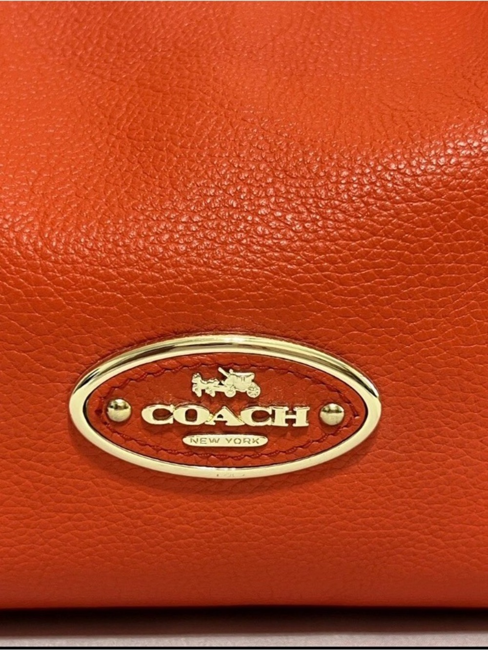 Coach Bright Orange Pebble Leather Shoulder Bag - Picture 16 of 16